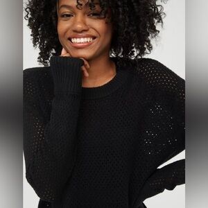 Aerie Black Offline‎ Black Open Knit Sweater